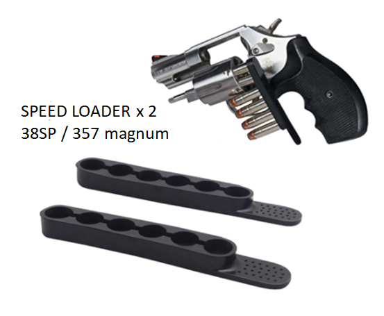2 x Speed Loader / Speed Strips pour revolver 38SP/357 Magnum